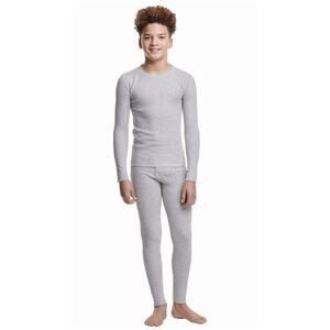 Hanes Boys Breathable Warmth crew top & pants set baselayer GRAY XL ''NEW''